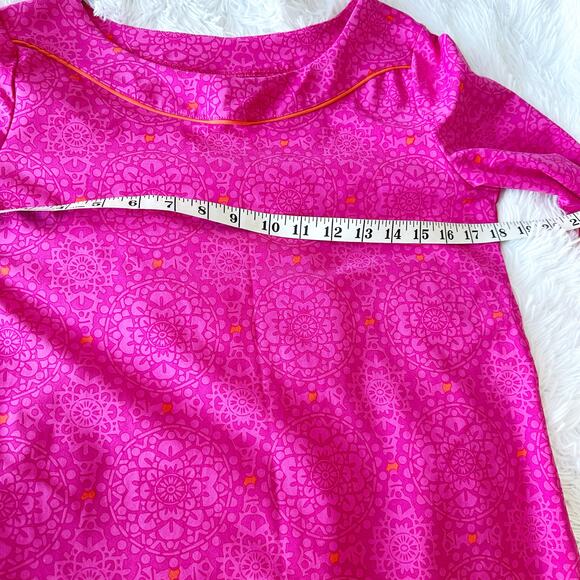 Lands’ End Pink Geometric Shift Dress Size S Bright Casual Tunic Dress - Picture 4 of 9